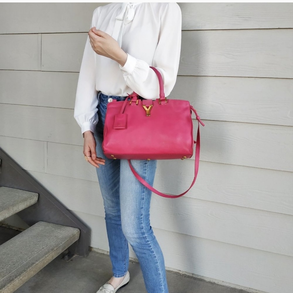 YSL pink ligne satchel crossbody bag